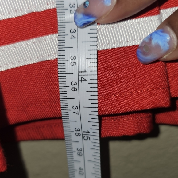 Red Pleated Skirt with White Stripes - Picture 10 of 10